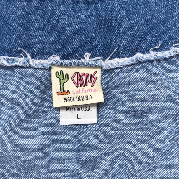 Cactus Size L Denim Open Front Vest Vintage - Picture 2 of 5